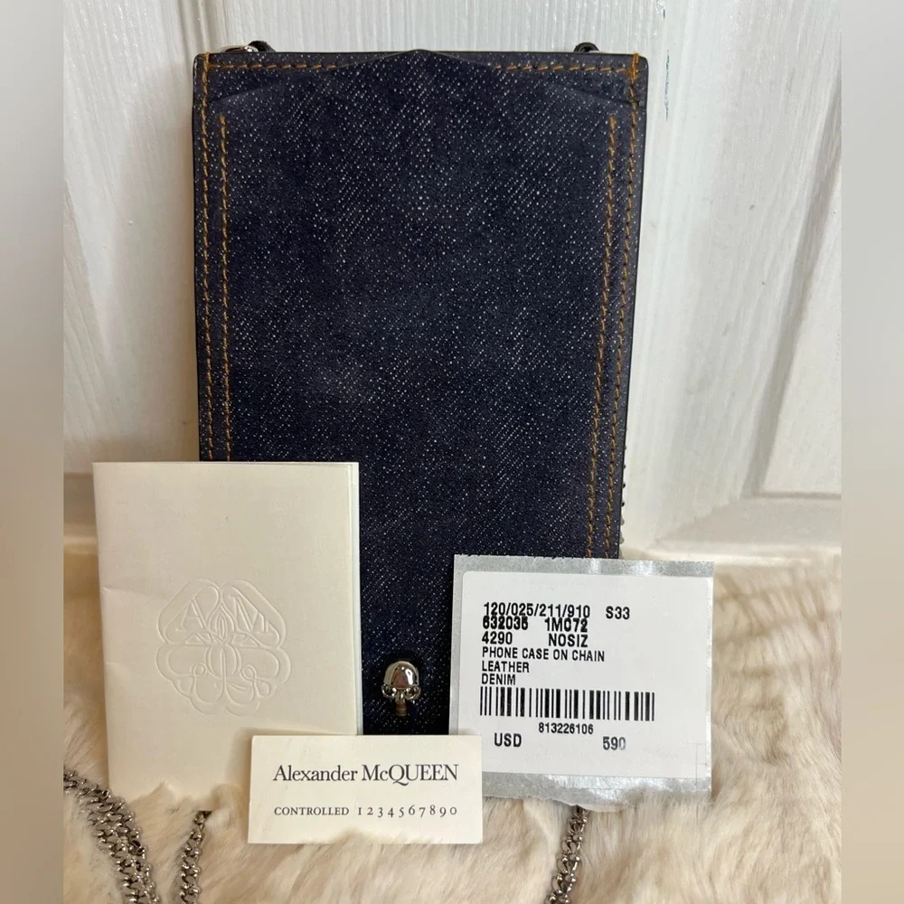 ALEXANDER MCQUEEN DENIM PHONE CASE ON CHAIN - Picture 6 of 12
